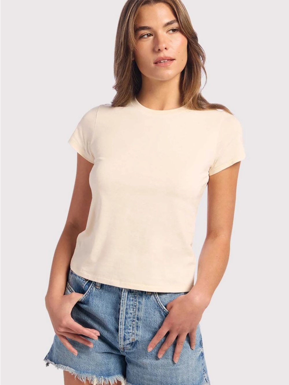 NWOT nuuds Beige Crewneck Tee